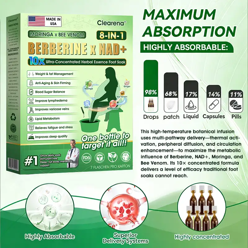 𝐎𝐟𝐟𝐢𝐜𝐢𝐚𝐥 𝐔𝐒 𝐒𝐭𝐨𝐫𝐞 🇺🇸  | 🧑‍⚕️ 𝐂𝐥𝐞𝐚𝐫𝐞𝐧𝐚® Moringa · Bee Venom · Berberine × NAD+ Eight-in-one 10× Ultra-Concentrated Herbal Essence Foot Soak — 𝐎𝐧𝐜𝐞 𝐃𝐚𝐢𝐥𝐲, 𝐕𝐢𝐬𝐢𝐛𝐥𝐞 𝐑𝐞𝐬𝐮𝐥𝐭𝐬 𝐢𝐧 𝟕 𝐃𝐚𝐲𝐬 - Image 11