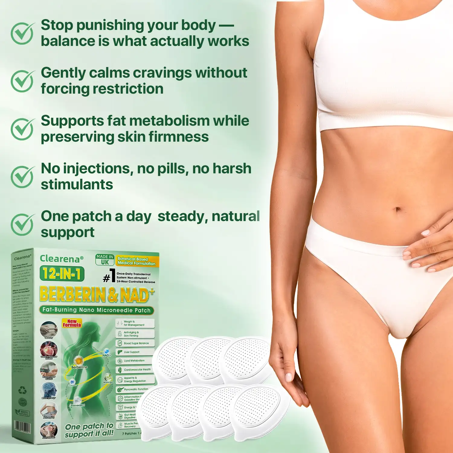 Official Store | ☀️☀️𝐂𝐥𝐞𝐚𝐫𝐞𝐧𝐚® Moringa Berberine + NAD+ 12-in-1 Nano Microneedle Patch(Just once a day, visible changes in 7 days) - Image 10